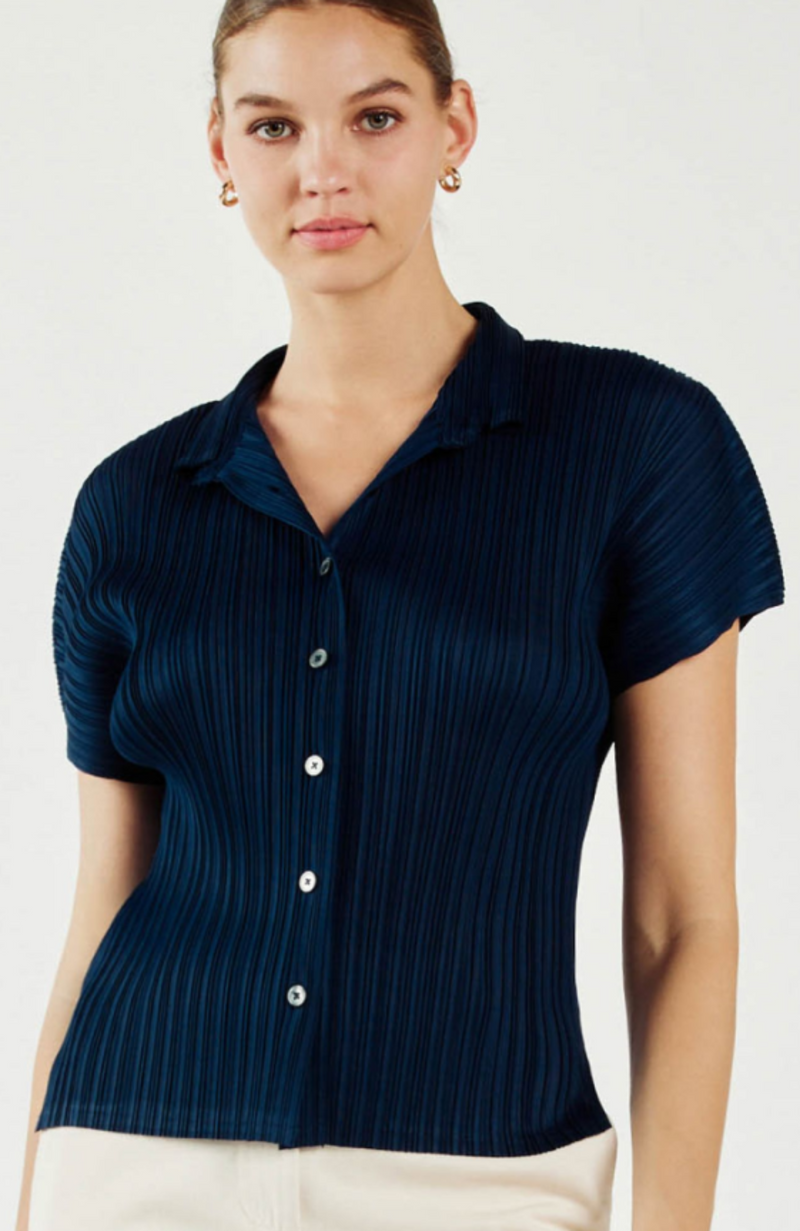 Current Air - Plisse Button Down Top