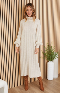 Milio Milano - Chunky Rib Knit Turtleneck Dress