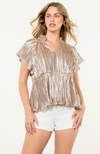 Metallic Peplum Top