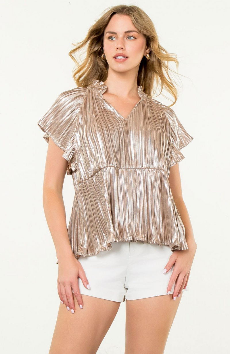 Metallic peplum top deals