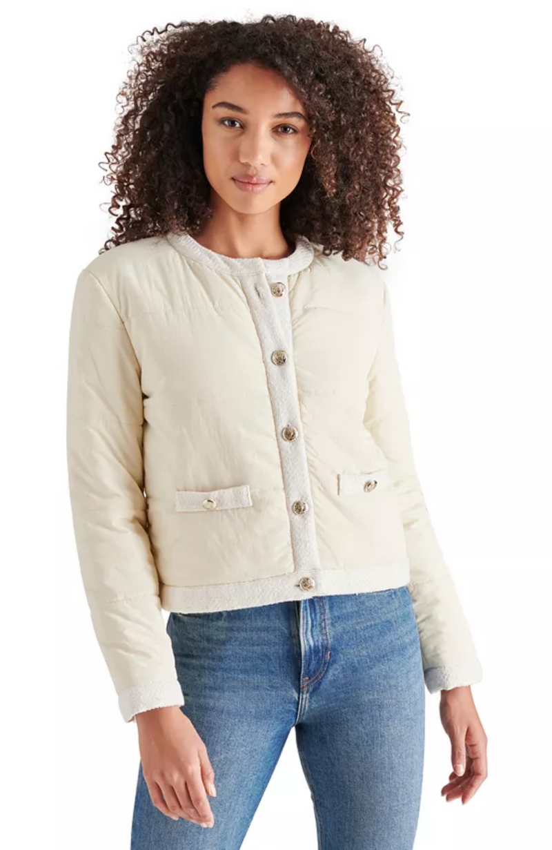 Steve Madden - Coppelia Tweed-Trim Puffer Jacket