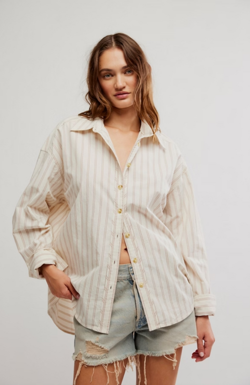 Free People - Striped Varsity Vibes Shirt