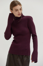 Crescent - Elaine Power Shoulder Mock Neck Sweater