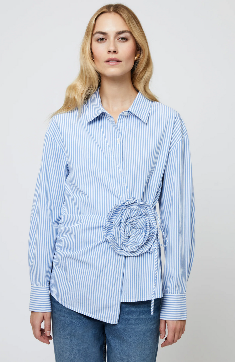 French Connection - Cambria Cotton Stripes Corsage Shirt