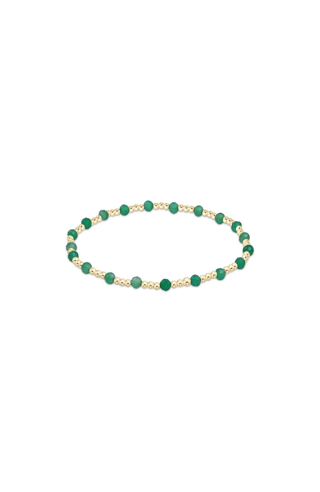 Enewton - Gemstone Gold Sincerity Pattern 3mm Bead Bracelet - Faceted Green Onyx