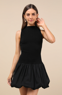 Lulus - Ensured Elevation Ribbed Mock Neck Dress