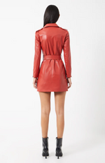 French Connection - Etta Vegan Leather Belted Mini Dress