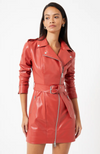 French Connection - Etta Vegan Leather Belted Mini Dress